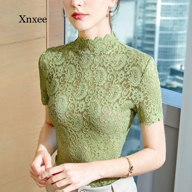 Elegant Lace Woman Lace Blouse Autumn Fashion Designed Short Sleeve Top Mujer Camisetas Slim Blouse Women Blusas Clothing Tops
Elegant Lace Woman Lace Blouse Autumn Fashion Designed Short Sleeve Top Mujer Camisetas Slim Blouse Women Blusas Clothing Tops