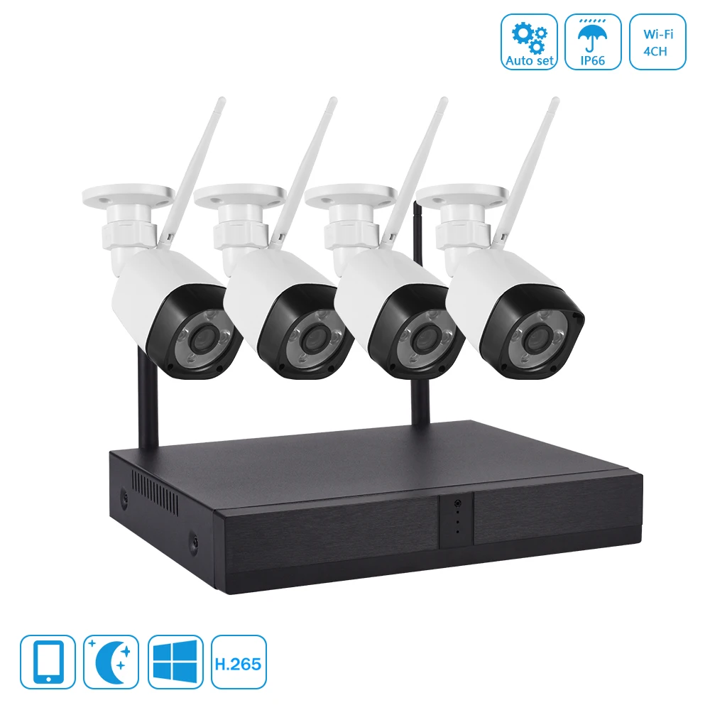 4CH Беспроводная CCTV система NVR водонепроницаемый и анти-бунт Крытый/Открытый