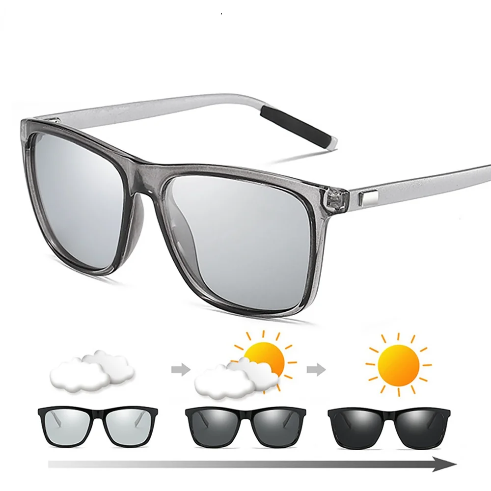 New Color Change Grey Frame Photochromic Polarized Sunglasses Men Square Classic Chameleon Glaases Transition Lens Eyewear
New Color Change Grey Frame Photochromic Polarized Sunglasses Men Square Classic Chameleon Glaases Transition Lens Eyewear