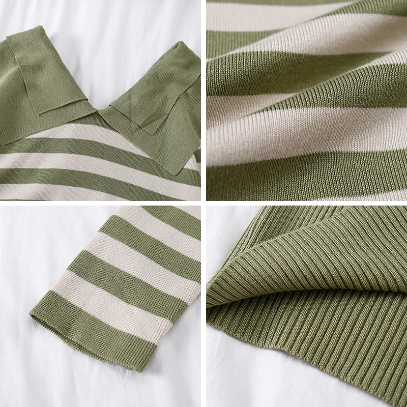 2020 New Spring Autumn Lapel Long Sleeve Women's Korean version Sweaters Striped Loose Sweater Pullover Jumper
2020 New Spring Autumn Lapel Long Sleeve Women's Korean version Sweaters Striped Loose Sweater Pullover Jumper