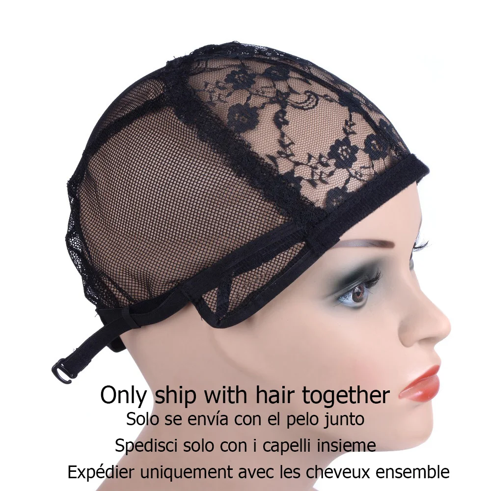 

Wig cap for making wigs with adjustable strap on the back weaving cap size glueless wig caps good quality Hair Net Black