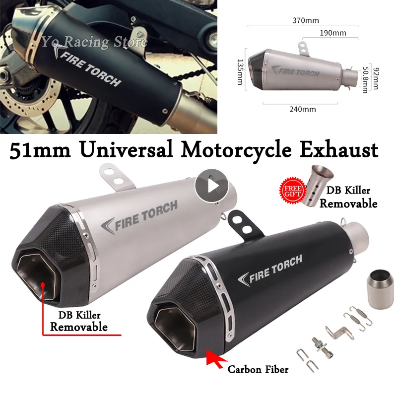 

Moto Muffler For Scrambler 800 MT-03 CBR1000RR ER6N R1 R3 Universal Motorcycle Exhaust Escape Modified DB Killer Connectin 51mm
