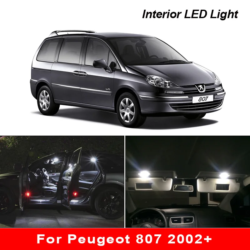 10 шт. внутренний светодиодный для Peugeot 807 2002 + Canbus автомобиль лампы в маскирующем