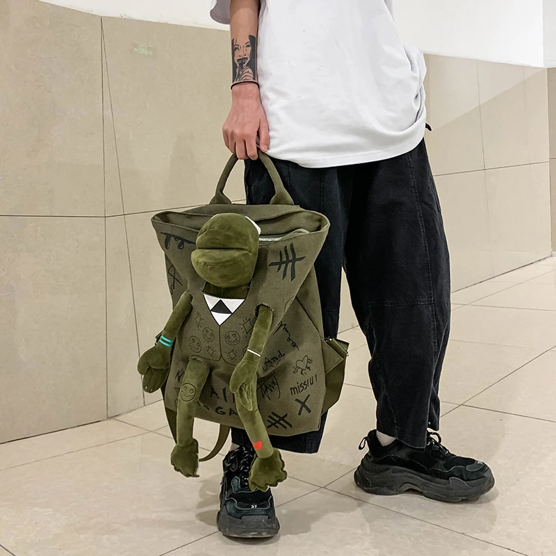 2021 Cool Green Frog Backpack Original Korean Canvas Backpack Net Red Ins Male Backpack Large Capacity Student School Bag
2021 Cool Green Frog Backpack Original Korean Canvas Backpack Net Red Ins Male Backpack Large Capacity Student School Bag