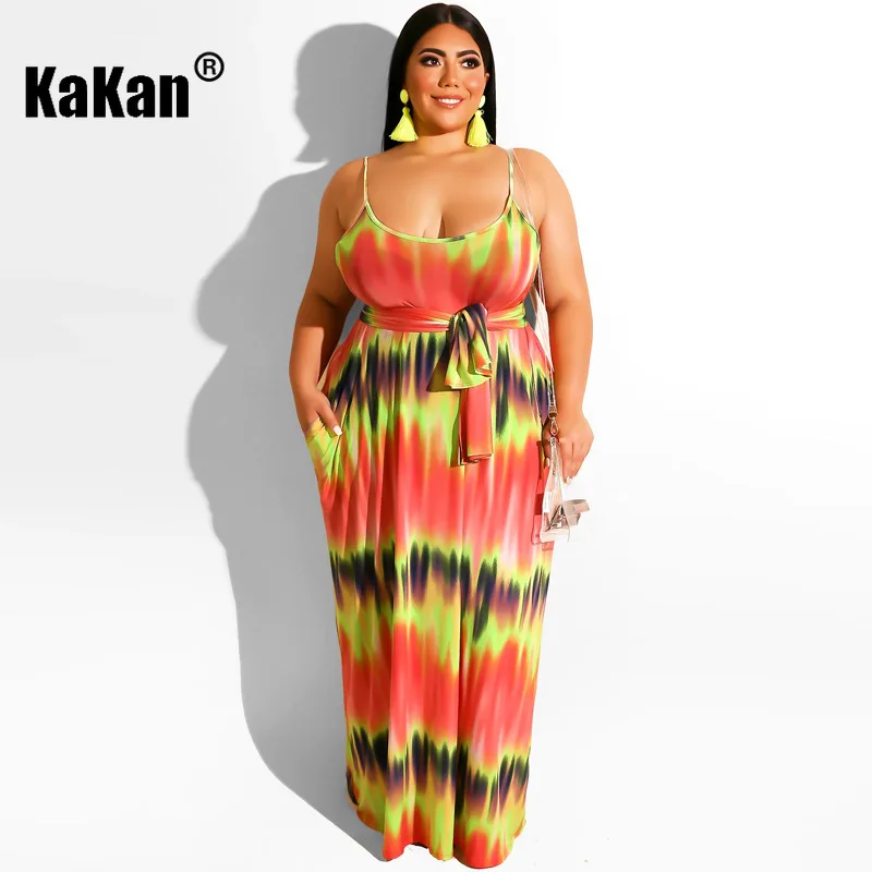 KaKan Europe and The United States New Hot Selling Women's Plus Size Dress Tie Dye Printing with Belt Straight Sexy Dress
KaKan Europe and The United States New Hot Selling Women's Plus Size Dress Tie Dye Printing with Belt Straight Sexy Dress