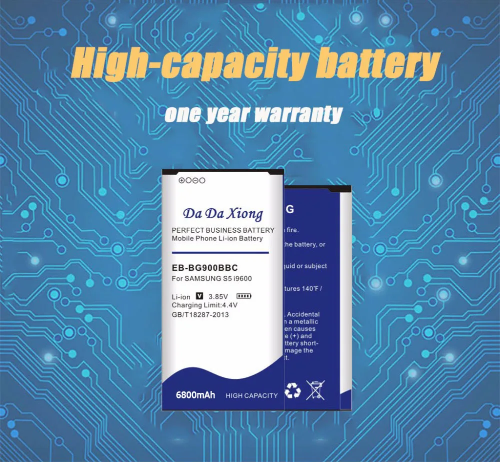 

Da Da Xiong 6800mAh EB-BG900BBC Li-ion Phone Battery for Samsung Galaxy S5 I9600 g910L/910S/910K/G9006V/G9008V/G9009D/G900