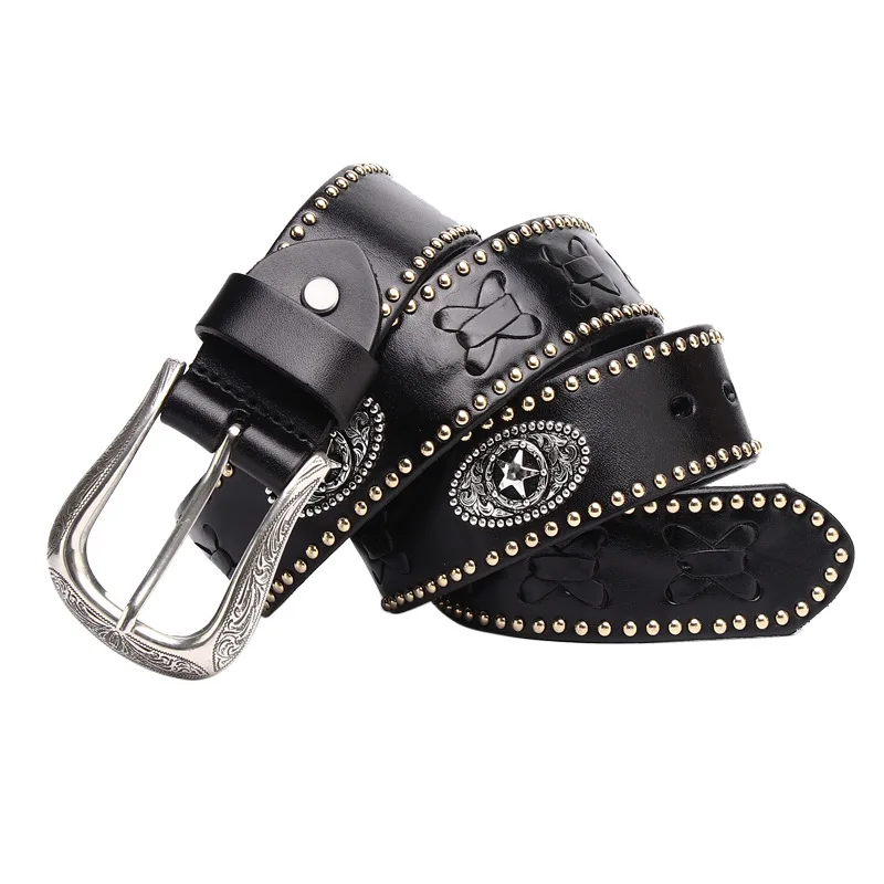 Metal Rivet Belt Luxury Designers Men Rivet Punk Belt Cowskin Genuine Leather Cintos Masculinos Male Rock Hip Hop Strap Waist
Metal Rivet Belt Luxury Designers Men Rivet Punk Belt Cowskin Genuine Leather Cintos Masculinos Male Rock Hip Hop Strap Waist