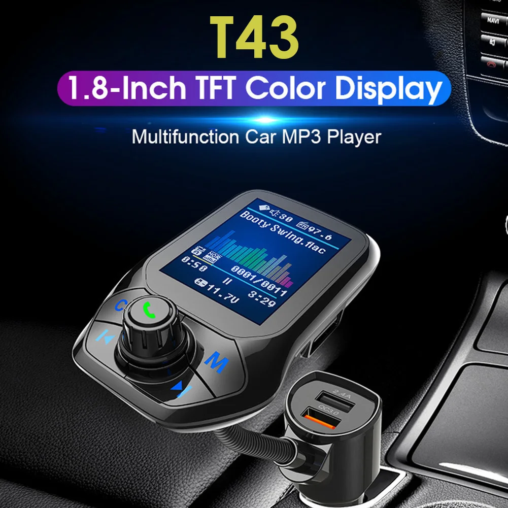 1.8 inch Color Display Bluetooth Handsfree Car Kit 3 USB Port QC3.0 Car Charger FM Transmitter Car MP3 Music Player
1.8 inch Color Display Bluetooth Handsfree Car Kit 3 USB Port QC3.0 Car Charger FM Transmitter Car MP3 Music Player