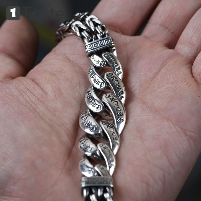 ONE TASTE 925 Sterling Thai Silver Men's Bracelet Simple Geometric Handcraft Panzer Chain Bracelets Fine Jewelry Hip-hop Punk
ONE TASTE 925 Sterling Thai Silver Men's Bracelet Simple Geometric Handcraft Panzer Chain Bracelets Fine Jewelry Hip-hop Punk