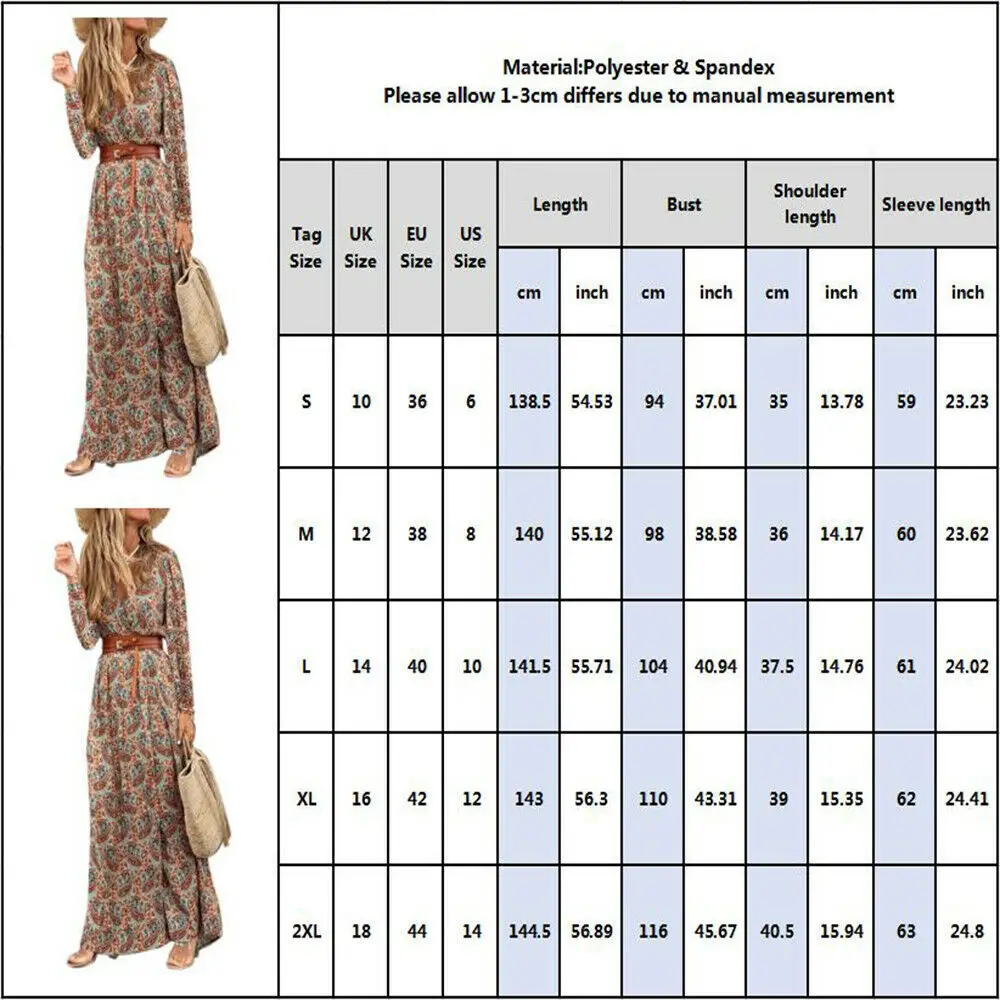 WEPBEL V-neck Bohemian Floral Dress Women Autumn Dress Long-Sleeved High Waist Full Length Loose High Split Dresses with Belt
WEPBEL V-neck Bohemian Floral Dress Women Autumn Dress Long-Sleeved High Waist Full Length Loose High Split Dresses with Belt