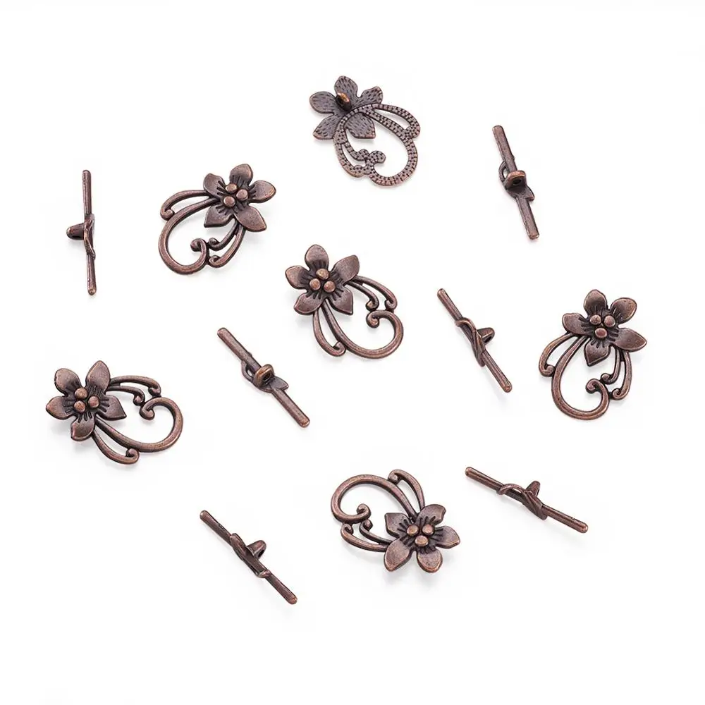 pandahall 10set Alloy Toggle Clasps Hooks Charms for DIY Jewelry Making Necklaces Bracelets Flower Red Copper Color
pandahall 10set Alloy Toggle Clasps Hooks Charms for DIY Jewelry Making Necklaces Bracelets Flower Red Copper Color