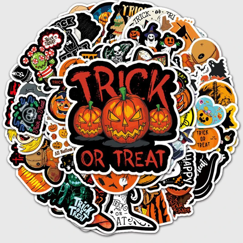 50PCS Halloween Stickers Pumpkin Ghost Waterproof Skateboard Car Guitar Motorcycle Luggage Suitcase Graffiti DIY Sticker Kid Toy
50PCS Halloween Stickers Pumpkin Ghost Waterproof Skateboard Car Guitar Motorcycle Luggage Suitcase Graffiti DIY Sticker Kid Toy