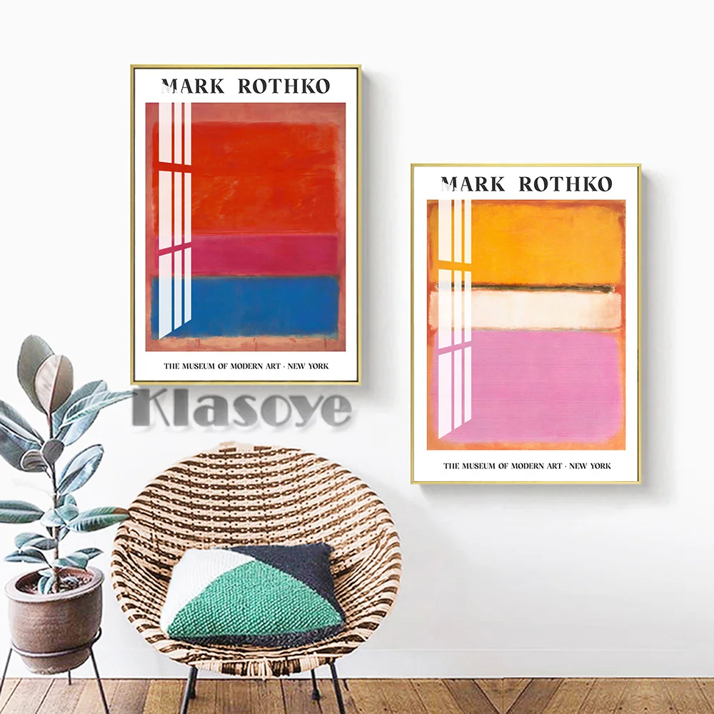 

Mark Rothko Exhibition Prints Abstract Pink Art Royal Red Gift Idea Wall Art Poster Modern Bedroom Home Decor Canvas Painting