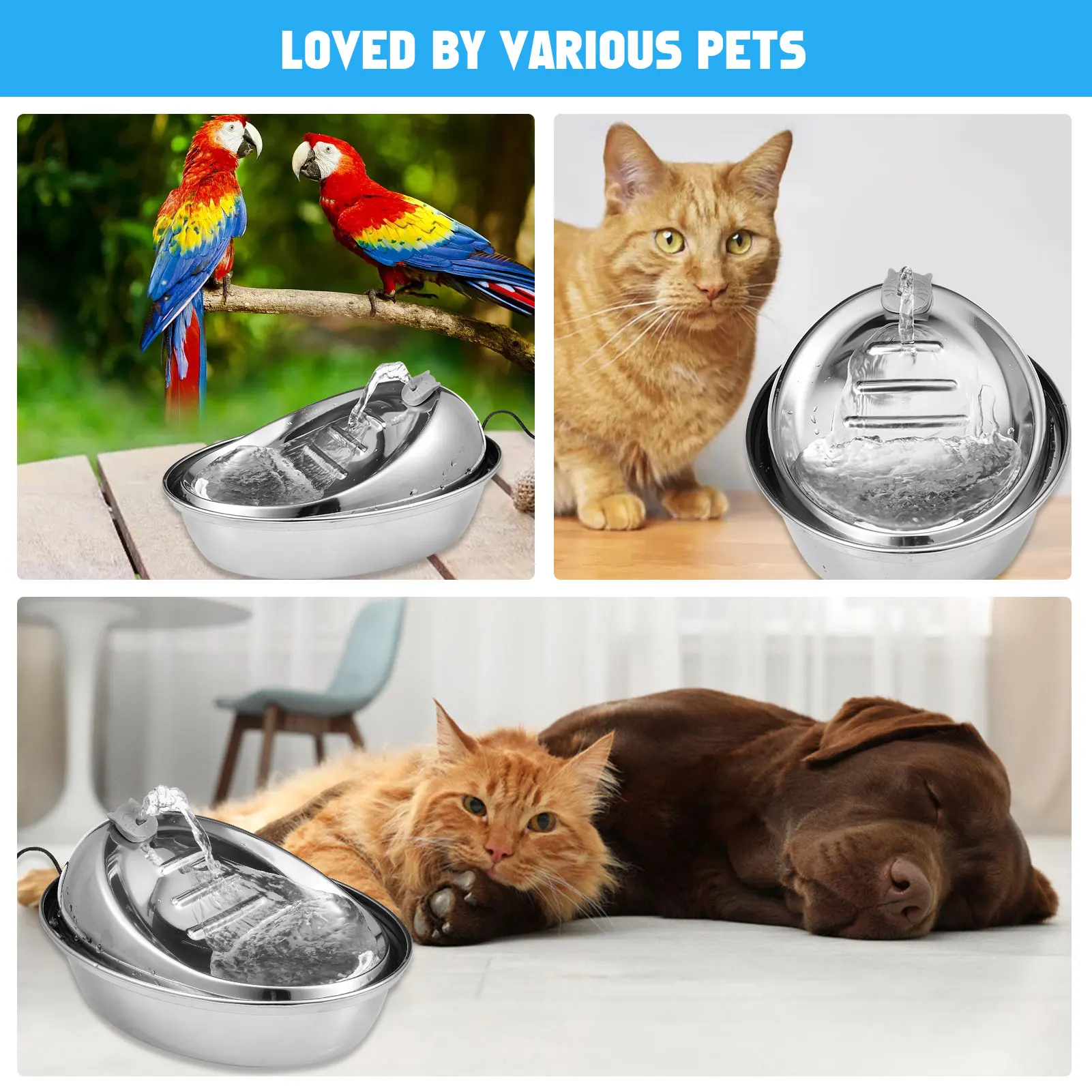 Automatic Cat Water Fountain Stainless Steel Dog Water Dispenser Pet Drinking Fountain For Dogs Cats Birds And Small Animals
Automatic Cat Water Fountain Stainless Steel Dog Water Dispenser Pet Drinking Fountain For Dogs Cats Birds And Small Animals