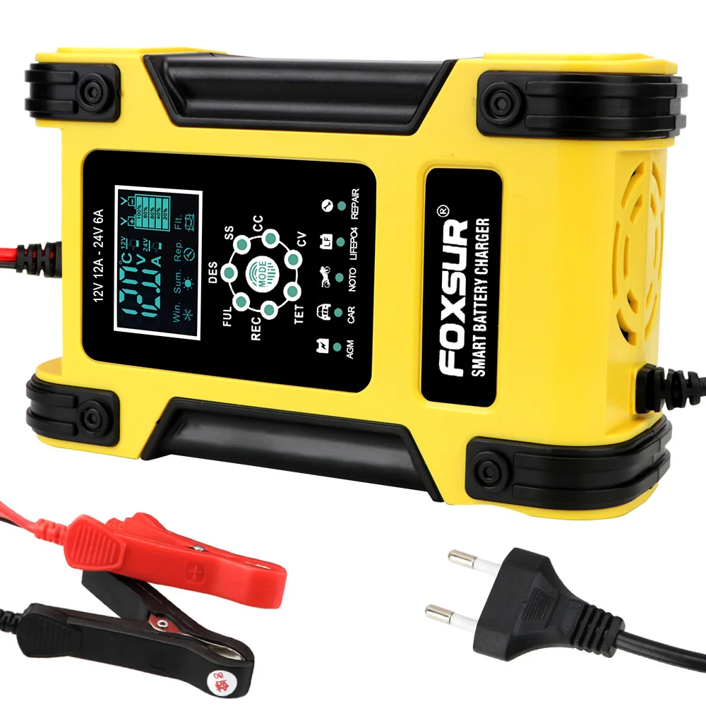 LEEPEE 12V/12A Motorcycle Car Battery Charger 7 Stage Lithium Iron Battery Lead-acid Battery Charger AGM Digital LCD Display
LEEPEE 12V/12A Motorcycle Car Battery Charger 7 Stage Lithium Iron Battery Lead-acid Battery Charger AGM Digital LCD Display