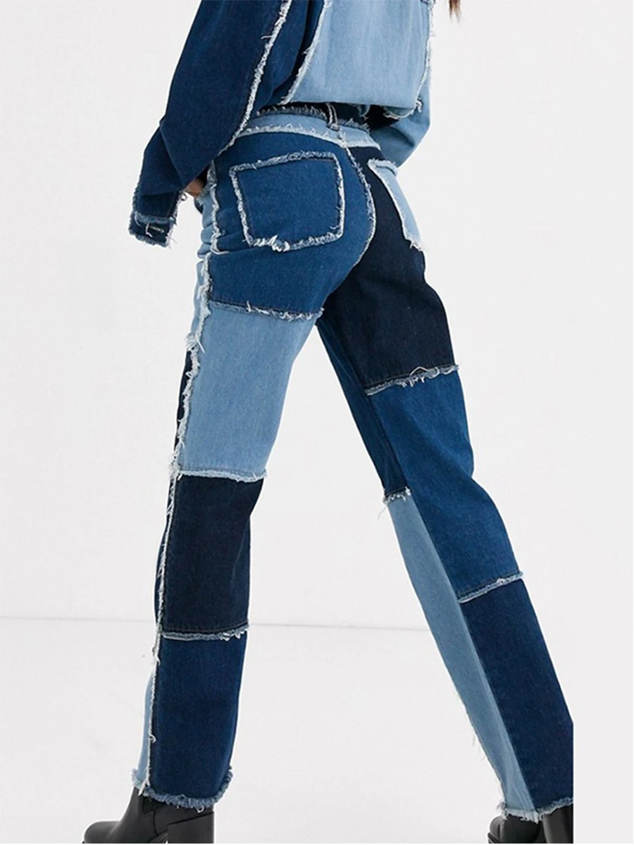 Autumn Brown Women Cowboy Striped Patchwork Jeans Street Casual Hip Hop High Waist Loose Straight Jeans Women's Fashion Pants
Autumn Brown Women Cowboy Striped Patchwork Jeans Street Casual Hip Hop High Waist Loose Straight Jeans Women's Fashion Pants