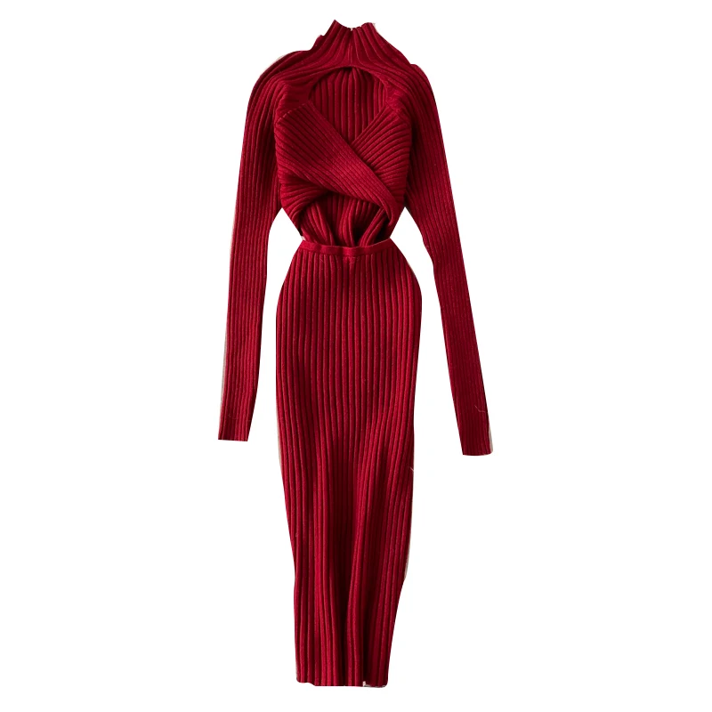 Autumn And Winter Red Vintage Women's Knitted Dress Korean Clothing Elegant Solid Color Backless Sexy Bodycon Dress 2021 Female
Autumn And Winter Red Vintage Women's Knitted Dress Korean Clothing Elegant Solid Color Backless Sexy Bodycon Dress 2021 Female