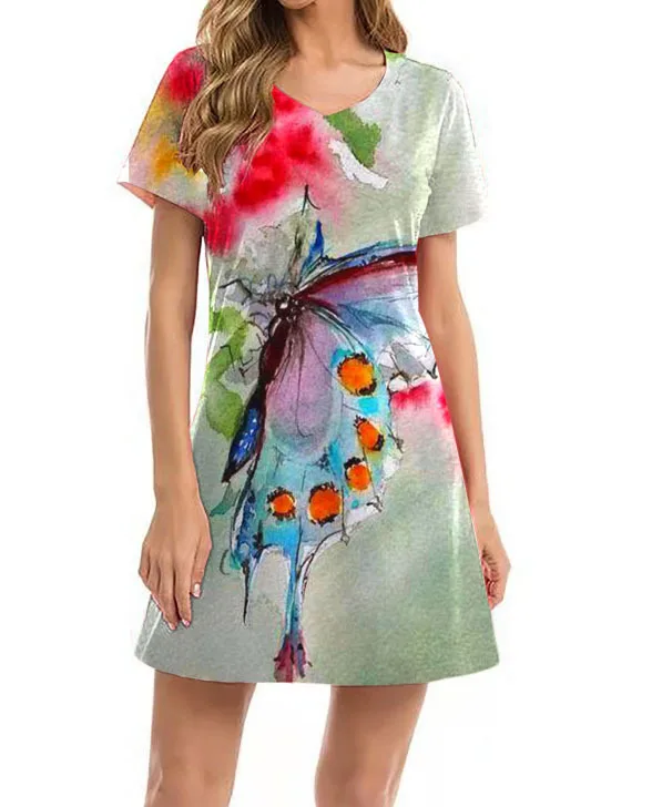 V Neck Loose Large Size Hot Selling Mid-Length Dress 2021 Women's Dress New Summer Short Sleeve Plant Printed Skirt
V Neck Loose Large Size Hot Selling Mid-Length Dress 2021 Women's Dress New Summer Short Sleeve Plant Printed Skirt