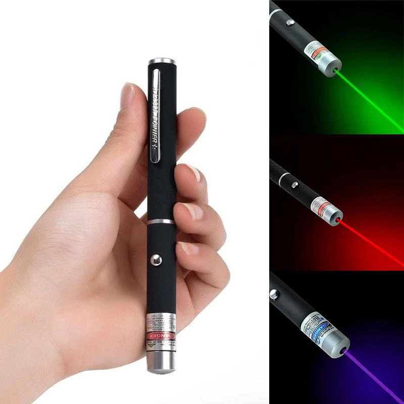 

5mW Lazer 650nm Powerful Red Purple Green Laser Pointer Pen Visible Beam Light Adjustable Burning Match With 2 x AAA Battery