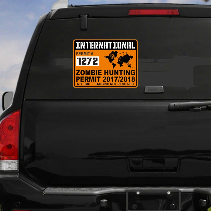 International ZOMBIE Hunting Permit Waterproof Decal Halloween Car Sticker Refit Decals Rear Windshield Motorcycle Waterproof
International ZOMBIE Hunting Permit Waterproof Decal Halloween Car Sticker Refit Decals Rear Windshield Motorcycle Waterproof