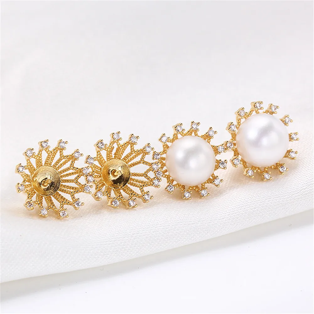 14K gold wrapped color preserving S925 silver needle Earrings micro inlaid zircon hollowed out Flower Pearl DIY accessories
14K gold wrapped color preserving S925 silver needle Earrings micro inlaid zircon hollowed out Flower Pearl DIY accessories