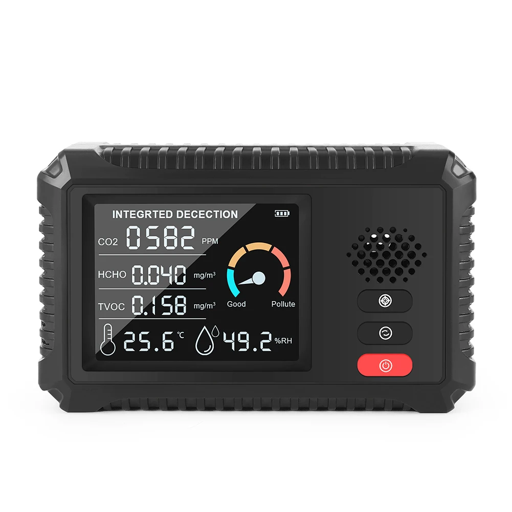 Multifunctional Air Quality Monitor CO2 TVOC HCHO Detector Digital Temperature Humidity Sensor Real Time Data Air Gas Tester
Multifunctional Air Quality Monitor CO2 TVOC HCHO Detector Digital Temperature Humidity Sensor Real Time Data Air Gas Tester