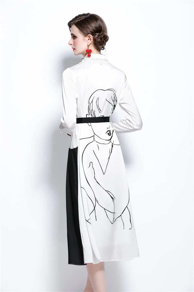 Women Autumn Designer Elegant Print Shirt Dress High Quality Casual Party Robe Female Fashion Graffiti A-Line Dress Vestidos
Women Autumn Designer Elegant Print Shirt Dress High Quality Casual Party Robe Female Fashion Graffiti A-Line Dress Vestidos