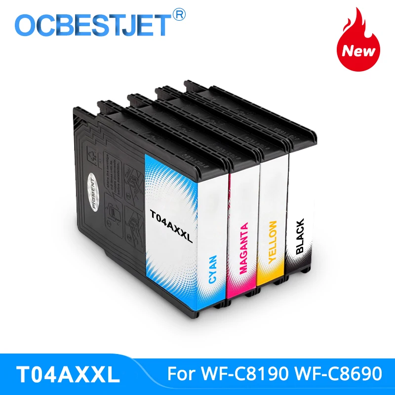 T04AXXL High Capacity Compatible Ink Cartridge Full With Pigment Ink For Epson Workforce Pro WF-C8190 WF-C8690 Printer (K C M Y)
T04AXXL High Capacity Compatible Ink Cartridge Full With Pigment Ink For Epson Workforce Pro WF-C8190 WF-C8690 Printer (K C M Y)