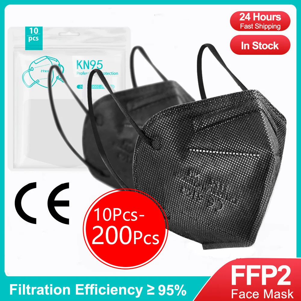 10 200 штук ffp2 CE маска fpp2 одобренная kn95 маски Kn95 сертифицированная черная с крышками