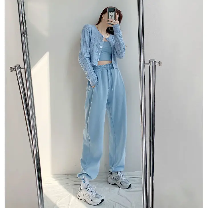 Loose women spring and autumn high-waist harem trousers padded pants pink blue solid stacked sweatpants cotton Straight
Loose women spring and autumn high-waist harem trousers padded pants pink blue solid stacked sweatpants cotton Straight
