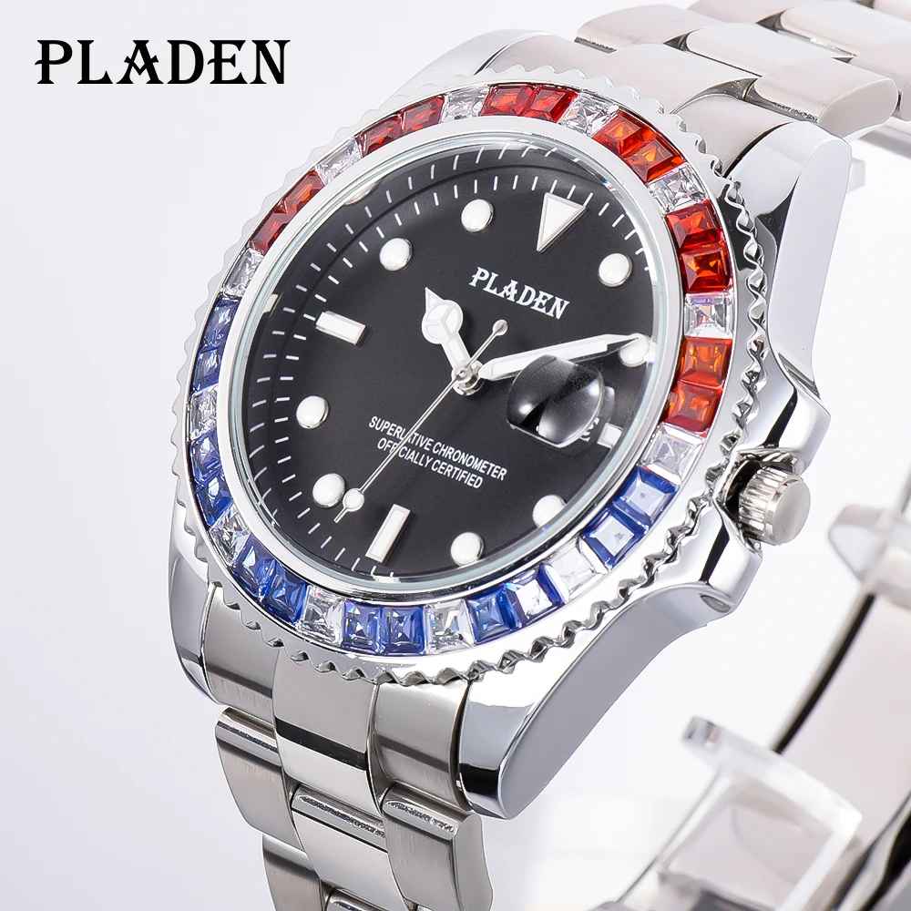 PLADEN Casual Men Watches Luxury Silver Stainless Steel Quartz Clock Waterproof Colorful Diamond Male Wristwatch Jam Tangan Pria
PLADEN Casual Men Watches Luxury Silver Stainless Steel Quartz Clock Waterproof Colorful Diamond Male Wristwatch Jam Tangan Pria