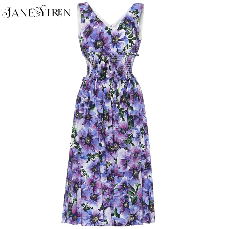 Jianyiren Fashion Designer Female dress Summer Women's Dress V-neck Rose Blue Floral-Print Cotton Dresses
Jianyiren Fashion Designer Female dress Summer Women's Dress V-neck Rose Blue Floral-Print Cotton Dresses