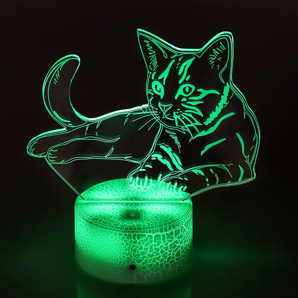 3D кошка Рождественская елка ночник пульт дистанционного управления RGB