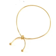 high quality Design Titanium Steel Pull-out Adjustable Bracelet Gold Color Snake Chain Bangle for Women Girl Men Beads Jewelry