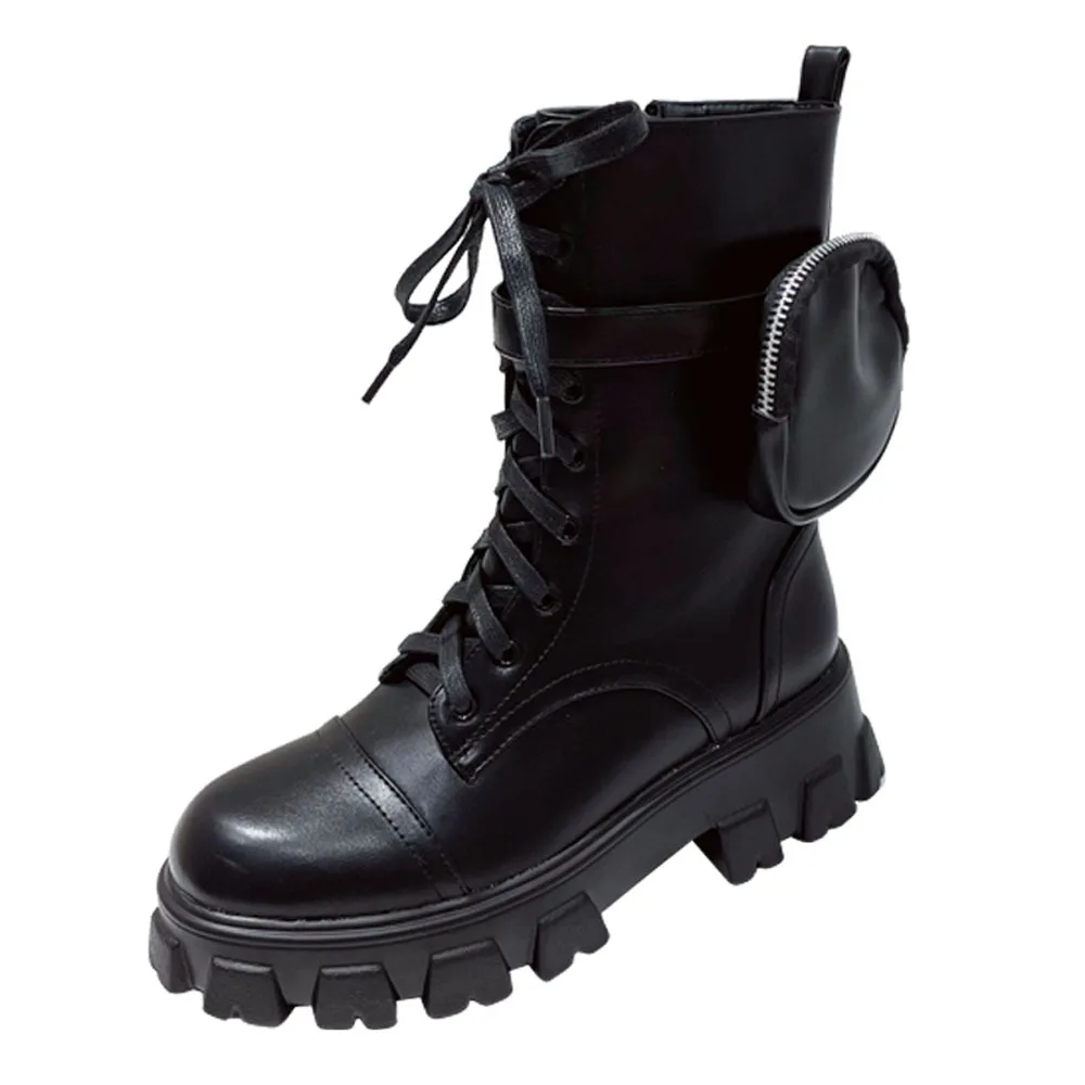 Black Punk Ankle Platform Motorcycle Martin Boots Women Lace Up Chunky Heel Belt Buckle Pocket Designer Shoes Women 
Black Punk Ankle Platform Motorcycle Martin Boots Women Lace Up Chunky Heel Belt Buckle Pocket Designer Shoes Women