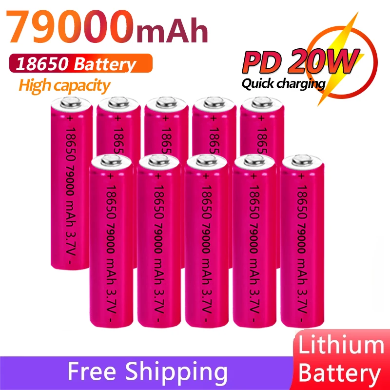 18650 Battery 79000mAh Capacity Rechargeable Lithium Battery ICRFlashlight Headlight Lithium Ion Battery Toy/electrical Charging
18650 Battery 79000mAh Capacity Rechargeable Lithium Battery ICRFlashlight Headlight Lithium Ion Battery Toy/electrical Charging