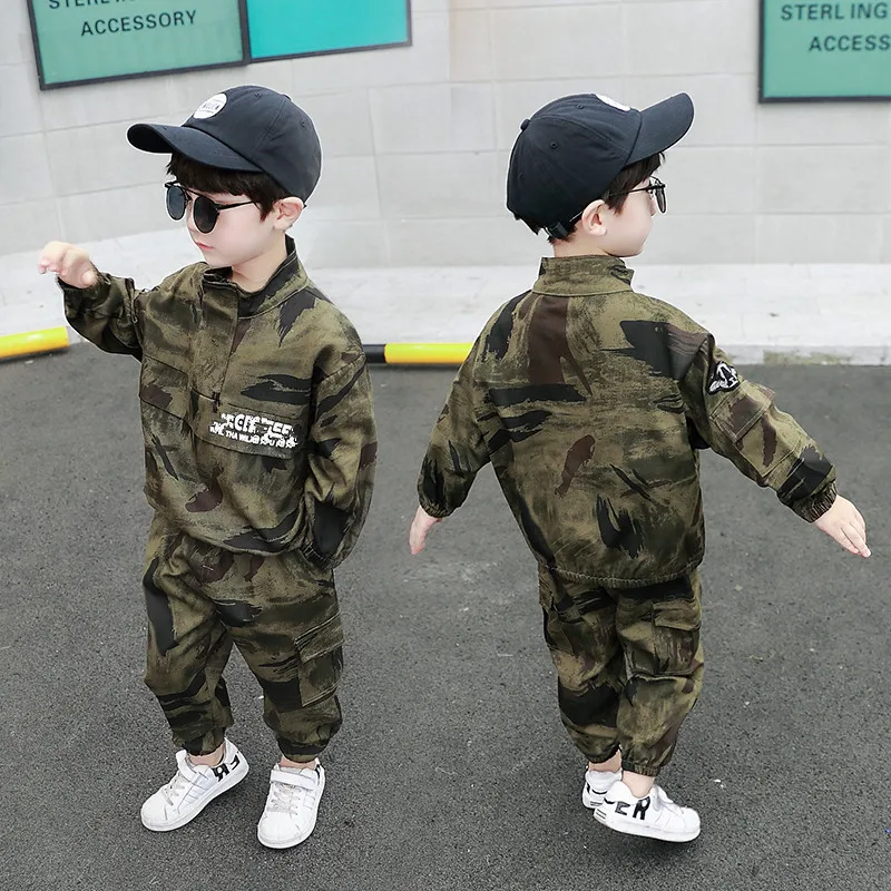 Baby 2pcs Set Sport Suit Military Uniform Children's PUBG Sets Boy Girls Clothes Camouflage for Kids Casual Clothing | Детская