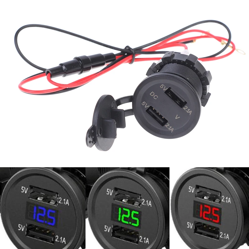 12-24V Dual USB Charger Power Adapter LED Display Socket Car Motorcycle 5V2.1A
12-24V Dual USB Charger Power Adapter LED Display Socket Car Motorcycle 5V2.1A