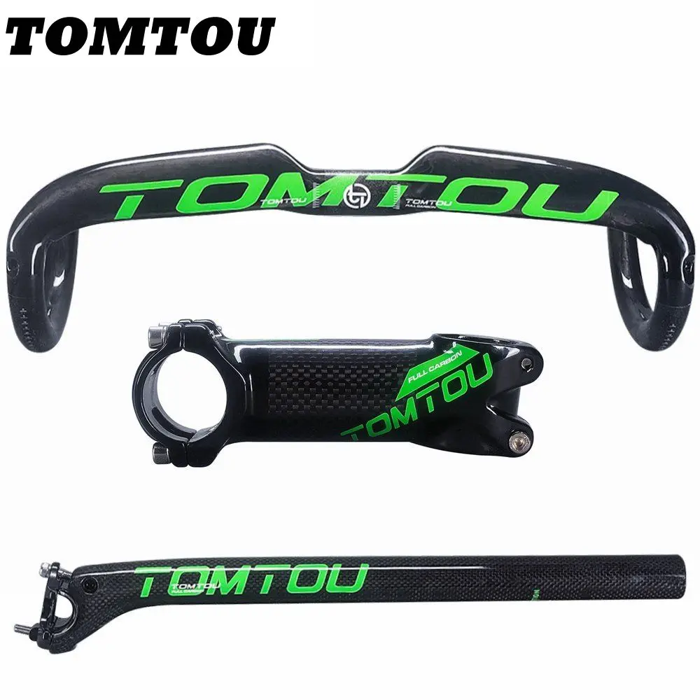 TOMTOU Carbon Fibre Bicycle Road Handlebar + Seat Tube + Stem Carbon Aero Handlebar Sets Bike Parts Glossy Green - TG4T15
TOMTOU Carbon Fibre Bicycle Road Handlebar + Seat Tube + Stem Carbon Aero Handlebar Sets Bike Parts Glossy Green - TG4T15