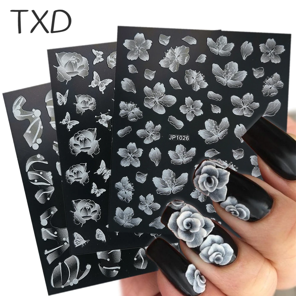 TXD 2021 5D White Nail Sticker Butterfly Moon Leaf Flower Embossed Design DIY Nail Art Decoration
TXD 2021 5D White Nail Sticker Butterfly Moon Leaf Flower Embossed Design DIY Nail Art Decoration