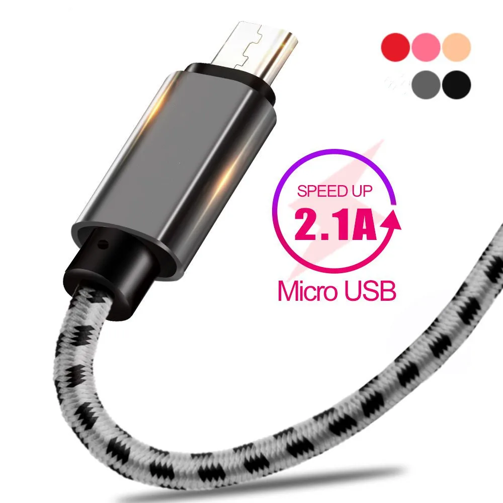 

3A Sync USB Charger Cable Micro USB Cable Braided Data For Samsung S7 HTC LG Huawei Xiaomi Android Phone Quick Micro USB Cables