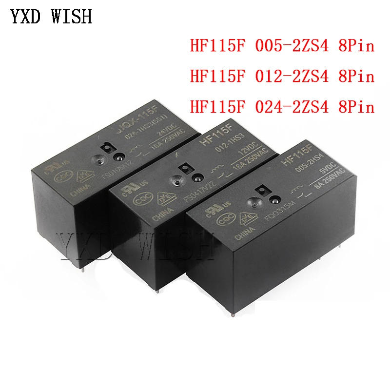 

Реле HF115F 005-2ZS4 012-2ZS4 JQX-115F 024-2ZS4 HF115F-012-2ZS4-12VDC JQX-115F 024-2ZS4 005-2ZS4 DC5V 12V 24V 8A 250V 8Pin, 5 шт.