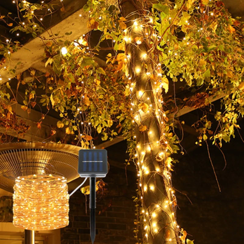 Solar string light 8 function 12 meters 100LED / 5M 50 LED waterproof outdoor garland Christmas for garden decoration
Solar string light 8 function 12 meters 100LED / 5M 50 LED waterproof outdoor garland Christmas for garden decoration