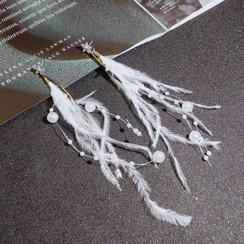 Trendy 925 Silver Feather Pearl Long Tassel Earrings for Women Accessories Korean Fashion Jewelry S925 Silver Needle Zircon Gift
Trendy 925 Silver Feather Pearl Long Tassel Earrings for Women Accessories Korean Fashion Jewelry S925 Silver Needle Zircon Gift