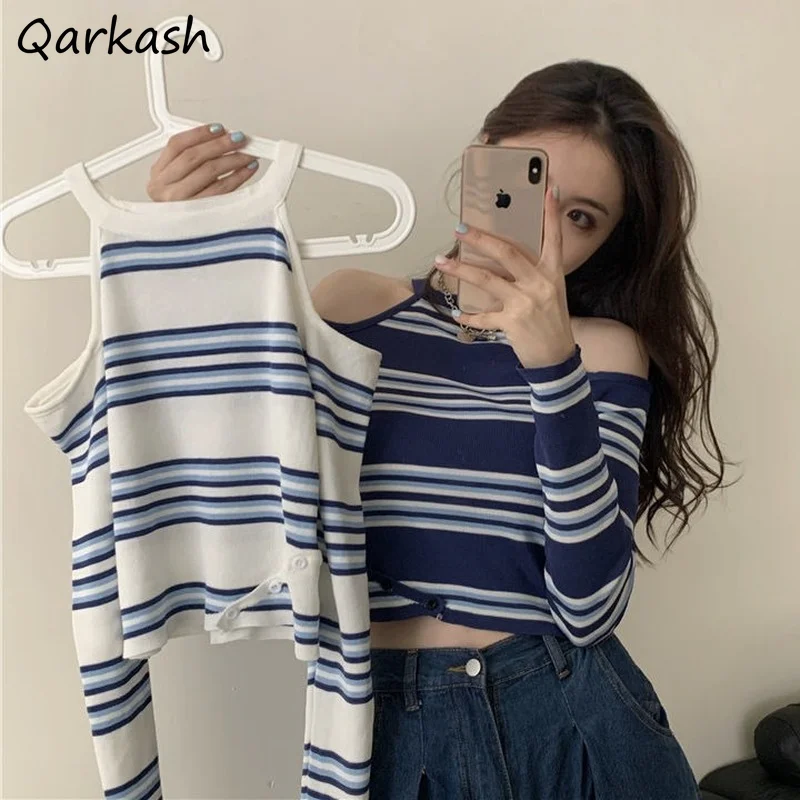 Striped T-shirts Women Slim Spring Off Shoulder Design Ulzzang Sexy Comfortable Fashion Ladies Vintage Tops Leisure Ins Hot Sale
Striped T-shirts Women Slim Spring Off Shoulder Design Ulzzang Sexy Comfortable Fashion Ladies Vintage Tops Leisure Ins Hot Sale