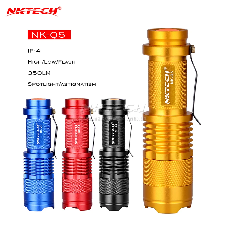 NKTECH Flashlight NK-Q5 LED Super MINI 3.6" Zoomable 350LM Torch Zoom Head Lamp Focus For Camping Fishing Outdoor Hunting Bike
NKTECH Flashlight NK-Q5 LED Super MINI 3.6" Zoomable 350LM Torch Zoom Head Lamp Focus For Camping Fishing Outdoor Hunting Bike