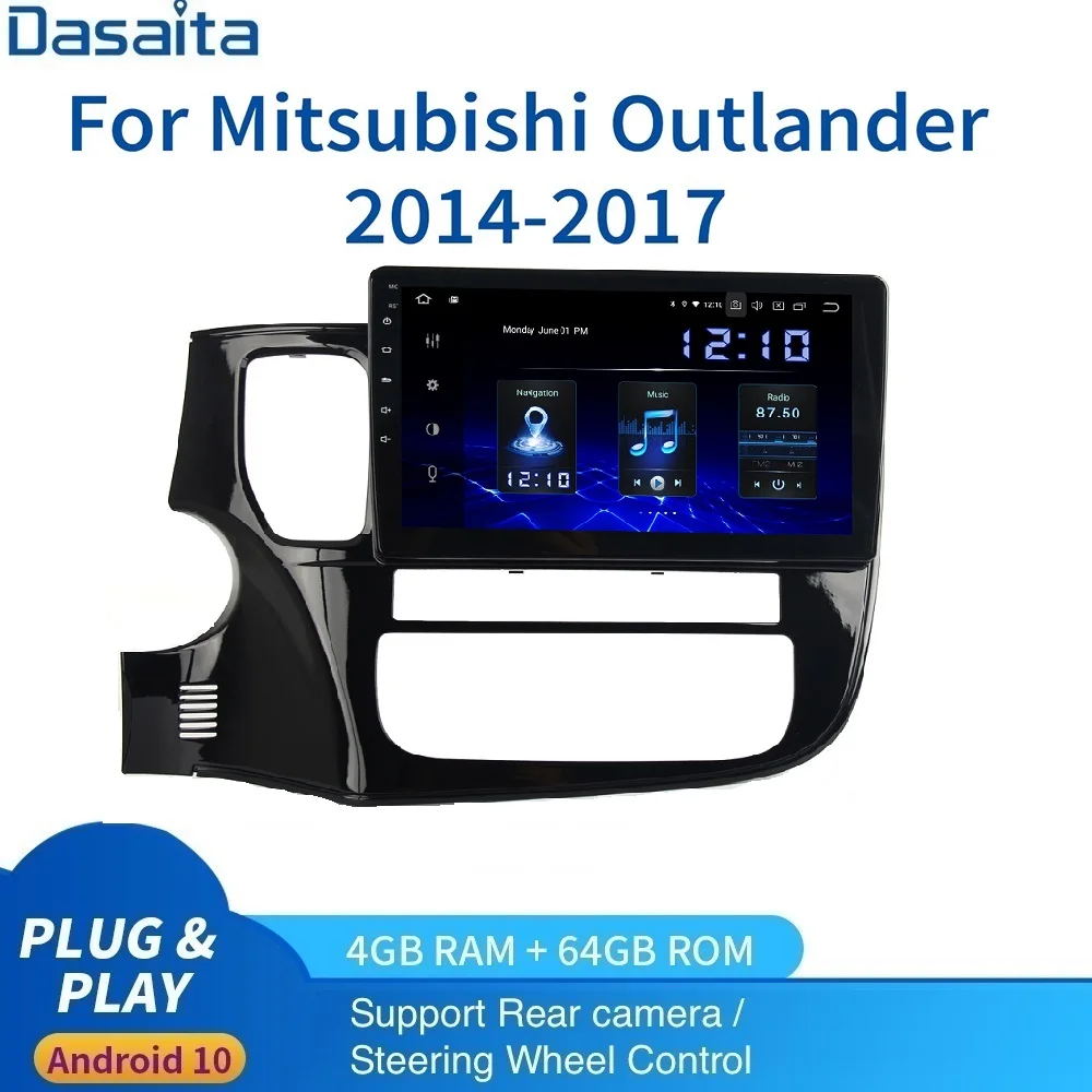 Автомагнитола 1DIN 10 2 дюйма IPS Android 0 для Mitsubishi Outlander GPS-навигация 2014 2015 2018 PX6 Rockford