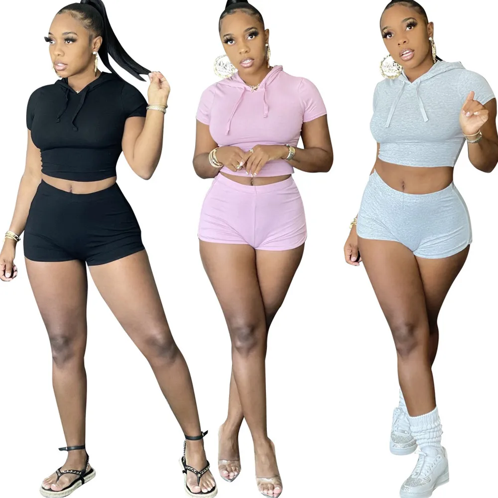 Casual Solid Athleisure Suits Hooded Drawstring Short Sleeve Sweatshirt and Biker Shorts for Women Fashion Fitness Tracksuits
Casual Solid Athleisure Suits Hooded Drawstring Short Sleeve Sweatshirt and Biker Shorts for Women Fashion Fitness Tracksuits