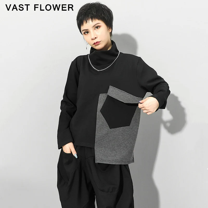 Patchwork Irregular T-Shirt Women Turtleneck Long Sleeve 2021 New Spring Autumn Loose Casual Tee T Shirt Femme Tops Fashion Tide 
Patchwork Irregular T-Shirt Women Turtleneck Long Sleeve 2021 New Spring Autumn Loose Casual Tee T Shirt Femme Tops Fashion Tide