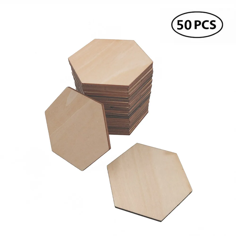 50pcs 60mm 2.36inch Wooden Hexagon Blank Slices Unfinished Wooden Discs Art Crafts for DIY Crafting Wedding Christmas Display
50pcs 60mm 2.36inch Wooden Hexagon Blank Slices Unfinished Wooden Discs Art Crafts for DIY Crafting Wedding Christmas Display